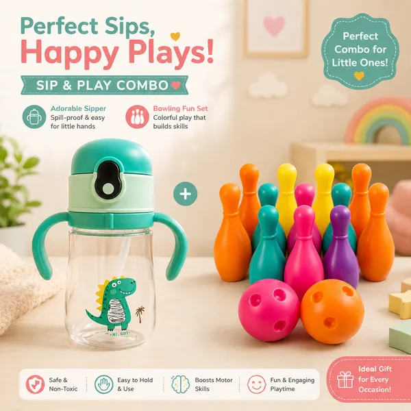 KAKIKO™_Sip_&_Play_Combo_-_Sipper_Bottle_and_Bowling_Set_