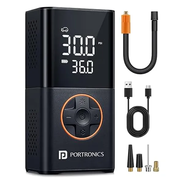 Black_Portronics_Portable_Tire_Inflator_Air_Compressor_With_Digital_Display_300_Psi_Wireless_Rechargeable_Pump_(Pack_Of_5)