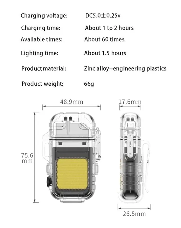 Black_And_Yellow_Waterproof_Usb_Type_C_Rechargeable_Electric_Arc_Lighter_Zinc_Alloy_Windproof_Flameless_Lighter