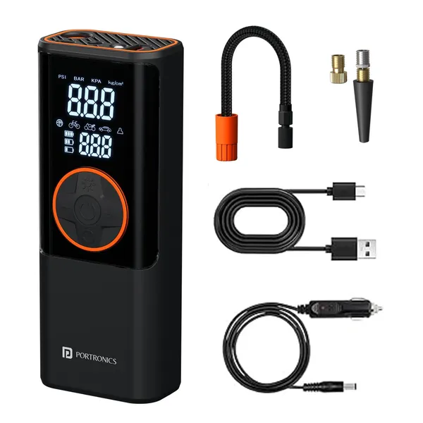 Black_Portronics_Portable_Tire_Inflator_Air_Compressor_With_Digital_Display_300_Psi_Wireless_Rechargeable_Pump_(Pack_Of_5)