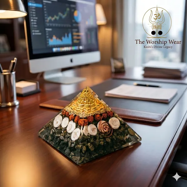 Dhanlabh_Pyramid_with_Shree_Yantra,_Rudraksha,_Gomti_Chakra_&_Pyrite_for_Vaastu