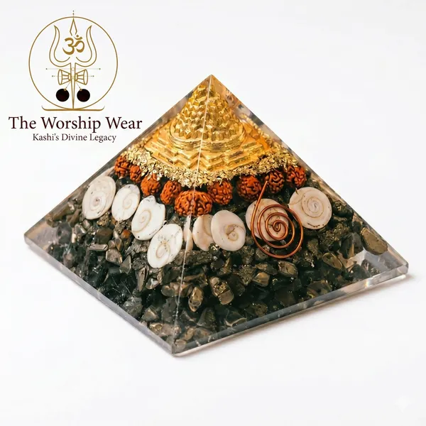Dhanlabh_Pyramid_with_Shree_Yantra,_Rudraksha,_Gomti_Chakra_&_Pyrite_for_Vaastu