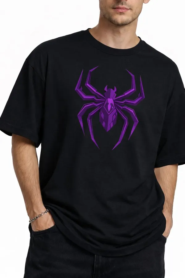 Black_And_Red_Cotton_Blend_Round_Neck_Superhero_T_Shirt_For_Men