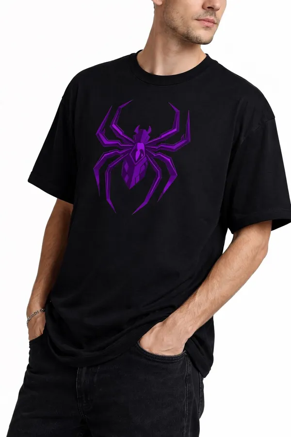 Black_And_Red_Cotton_Blend_Round_Neck_Superhero_T_Shirt_For_Men