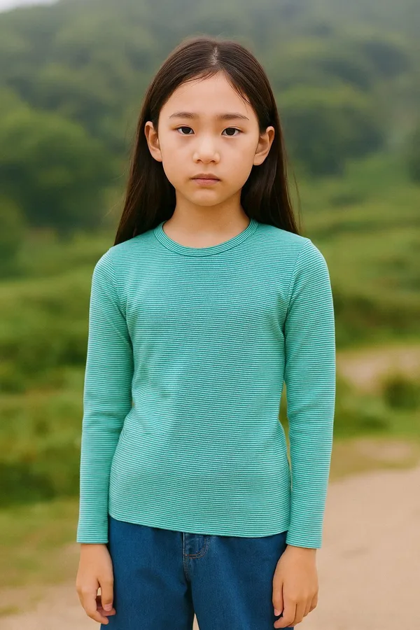 Sky_Blue_Pure_Cotton_Round_Neck_Self_Design_T_Shirt_For_Boys_&_Girls