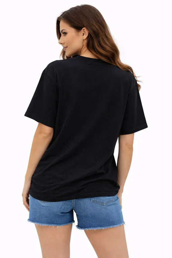 Black_Pure_Cotton_Round_Neck_Graphic_Print_And_Animal_Print_And_Cartoon_T_Shirt_For_Women