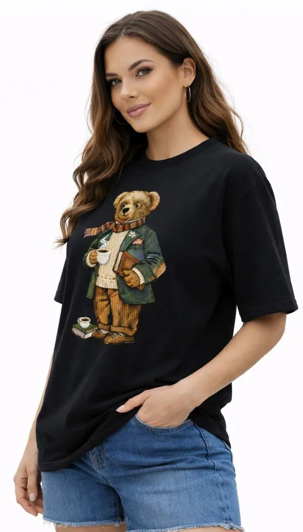 Black_Pure_Cotton_Round_Neck_Graphic_Print_And_Animal_Print_And_Cartoon_T_Shirt_For_Women