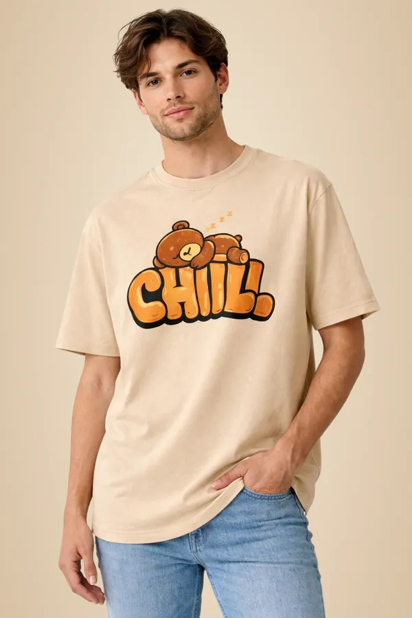 Beige_Cotton_Blend_Round_Neck_Graphic_Print_And_Typography_T_Shirt_For_Men