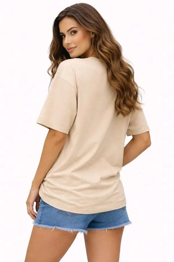 Beige_Pure_Cotton_Round_Neck_Graphic_Print_And_Animal_Print_And_Cartoon_T_Shirt_For_Women