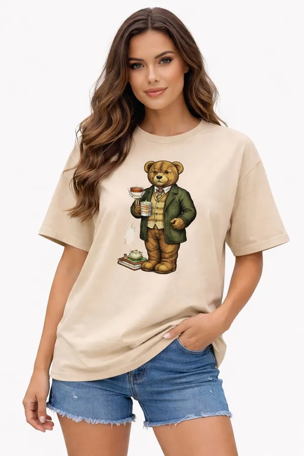Beige_Pure_Cotton_Round_Neck_Graphic_Print_And_Animal_Print_And_Cartoon_T_Shirt_For_Women