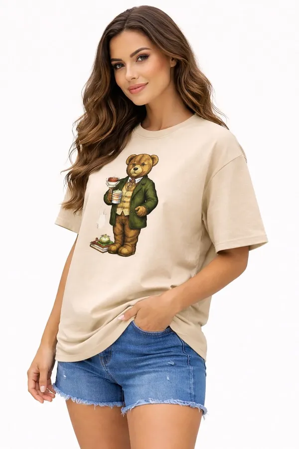 Beige_Pure_Cotton_Round_Neck_Graphic_Print_And_Animal_Print_And_Cartoon_T_Shirt_For_Women