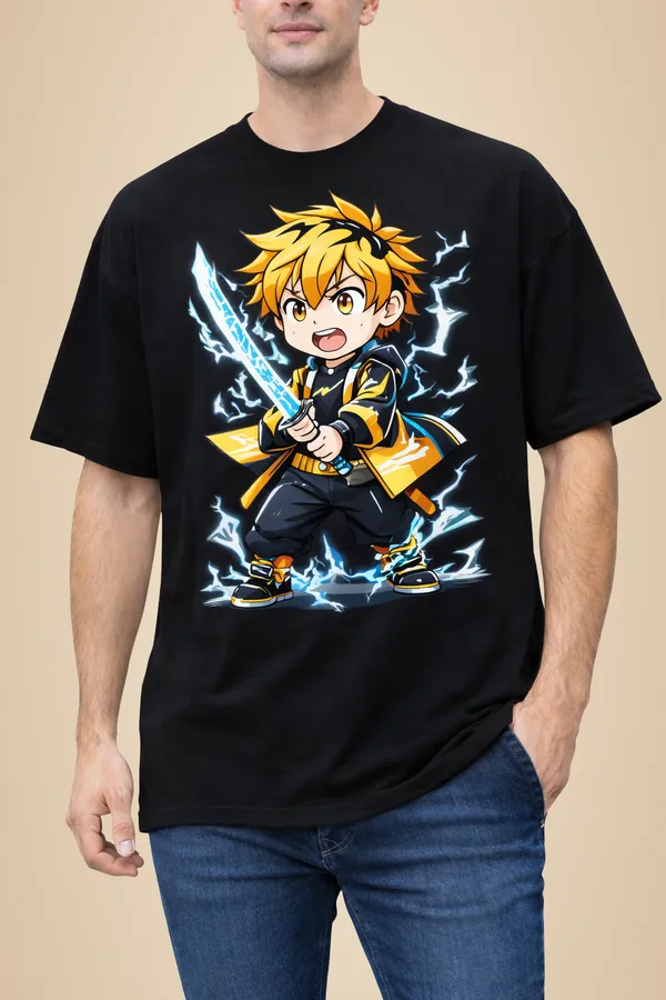 Black_Pure_Cotton_Round_Neck_Graphic_Print_And_Cartoon_T_Shirt_For_Men