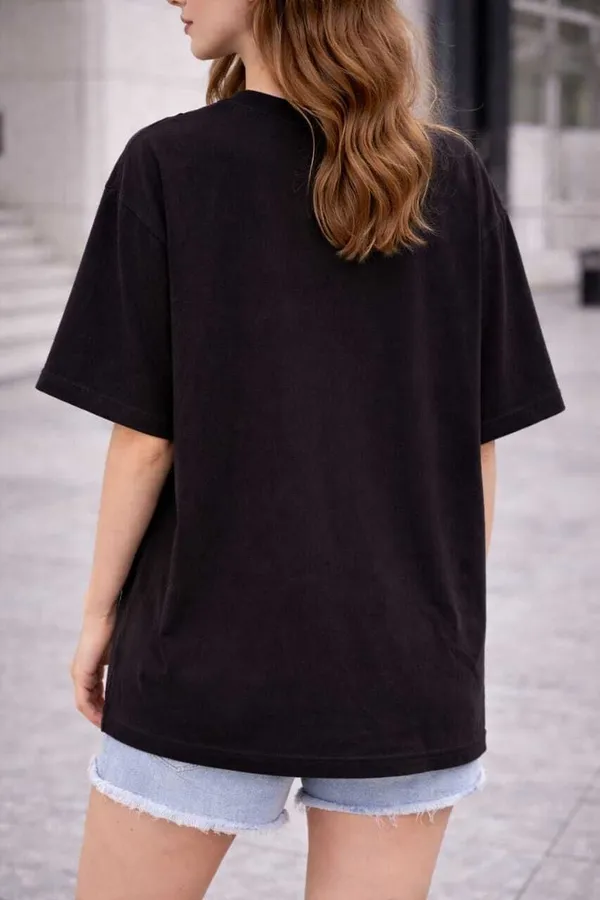 Black_Pure_Cotton_Round_Neck_Graphic_Print_And_Typography_And_Cartoon_T_Shirt_For_Women