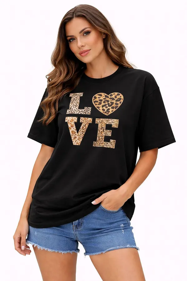 Black_Pure_Cotton_Round_Neck_Graphic_Print_And_Animal_Print_And_Typography_T_Shirt_For_Women