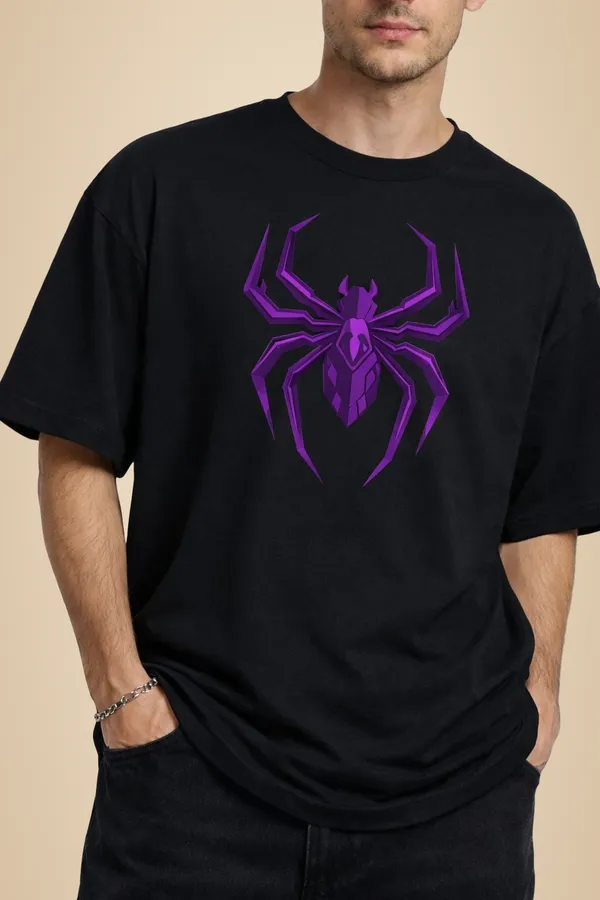 Black_And_Red_Cotton_Blend_Round_Neck_Superhero_T_Shirt_For_Men