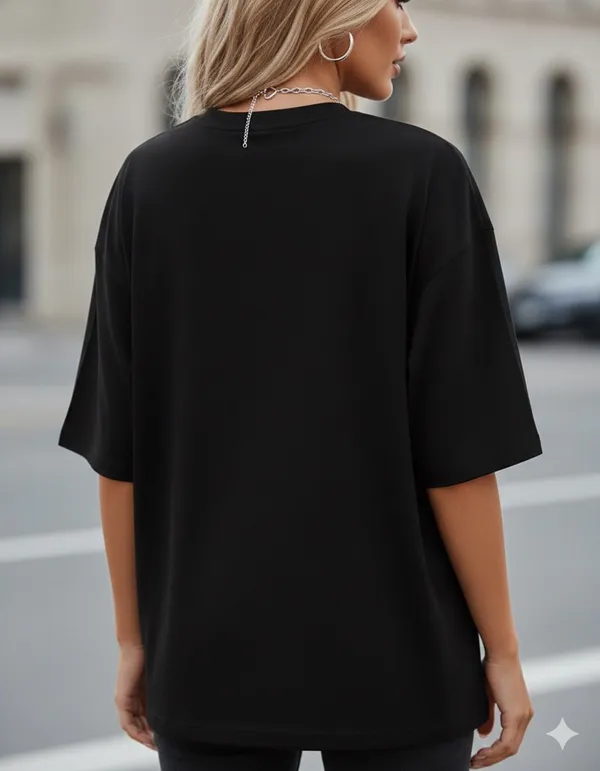 Black_Cotton_Blend_Round_Neck_Graphic_Print_And_Embroidered_And_Animal_Print_T_Shirt_For_Women