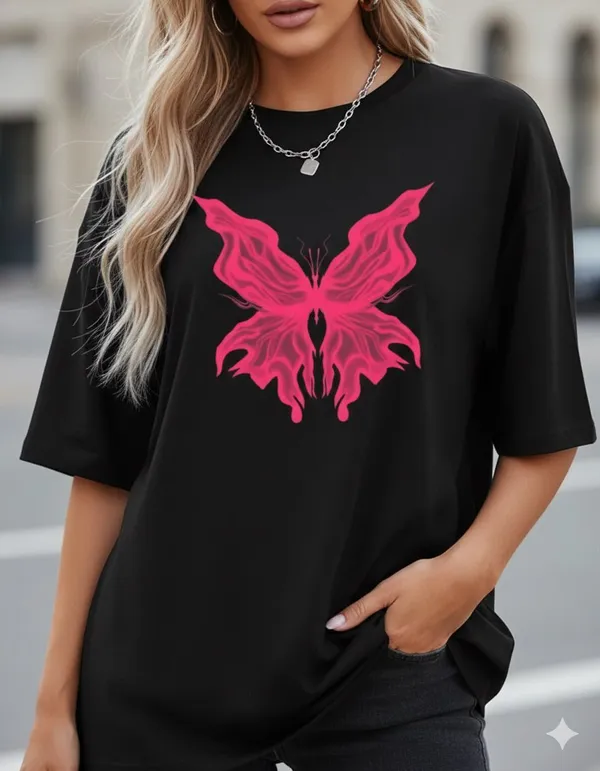 Black_Cotton_Blend_Round_Neck_Graphic_Print_And_Embroidered_And_Animal_Print_T_Shirt_For_Women