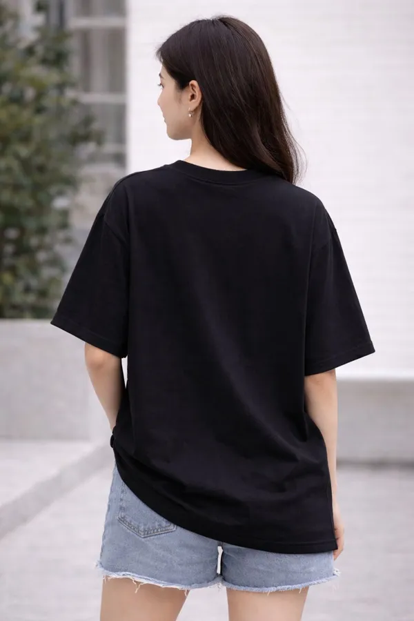 Black_Pure_Cotton_Round_Neck_Typography_T_Shirt_For_Women