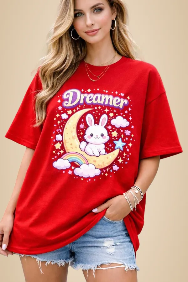 Red_Cotton_Blend_Round_Neck_Graphic_Print_T_Shirt_For_Women