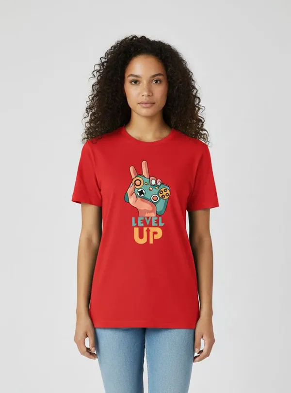 Red_Cotton_Blend_Round_Neck_Graphic_Print_And_Typography_And_Printed_T_Shirt_For_Women