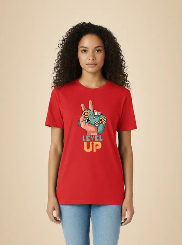 Red_Cotton_Blend_Round_Neck_Graphic_Print_And_Typography_And_Printed_T_Shirt_For_Women