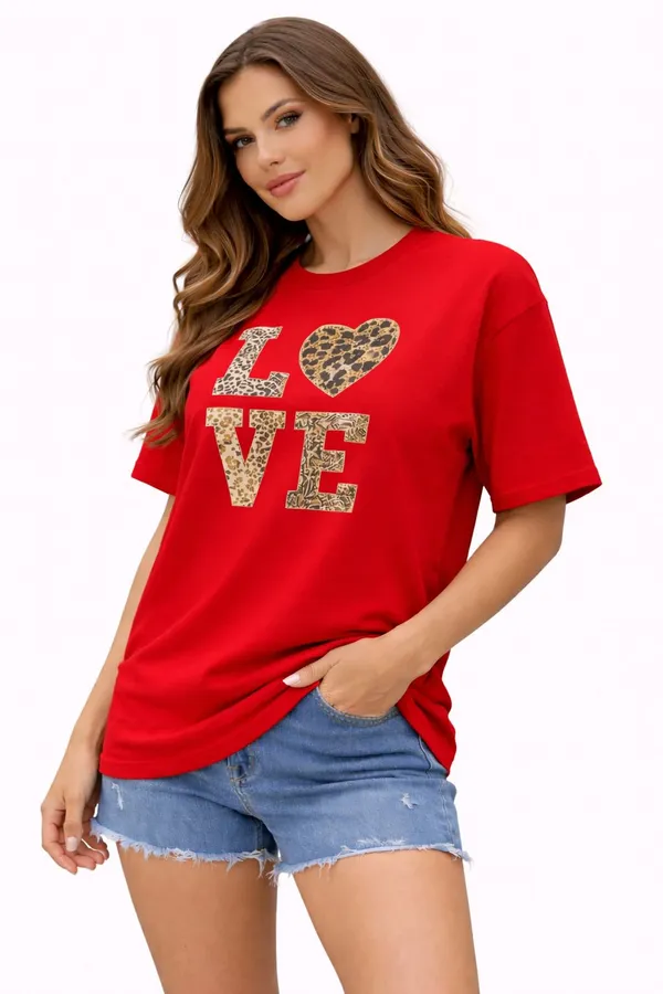 Red_Pure_Cotton_Round_Neck_Graphic_Print_And_Animal_Print_And_Typography_T_Shirt_For_Women