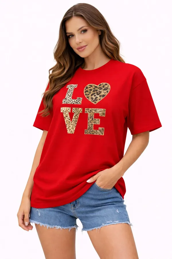 Red_Pure_Cotton_Round_Neck_Graphic_Print_And_Animal_Print_And_Typography_T_Shirt_For_Women