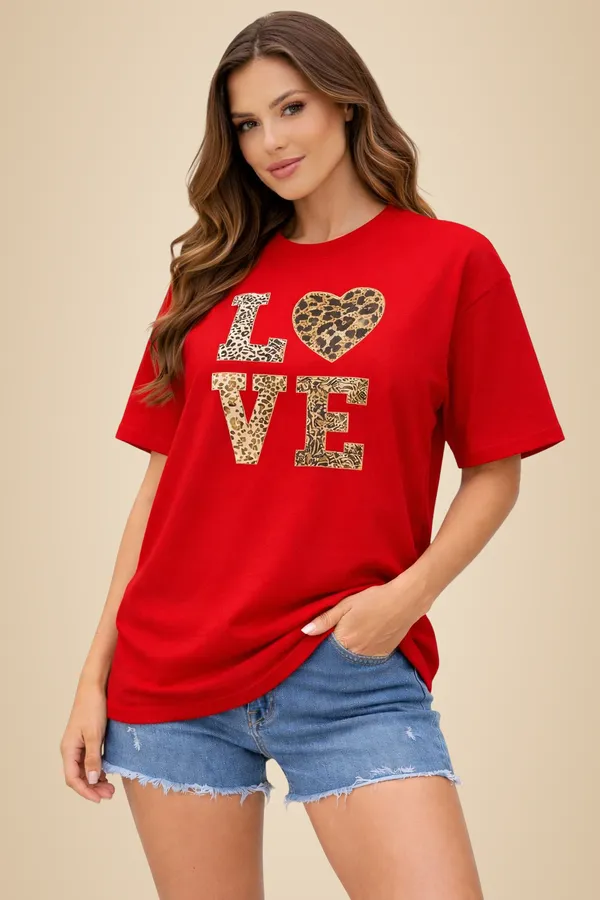 Red_Pure_Cotton_Round_Neck_Graphic_Print_And_Animal_Print_And_Typography_T_Shirt_For_Women