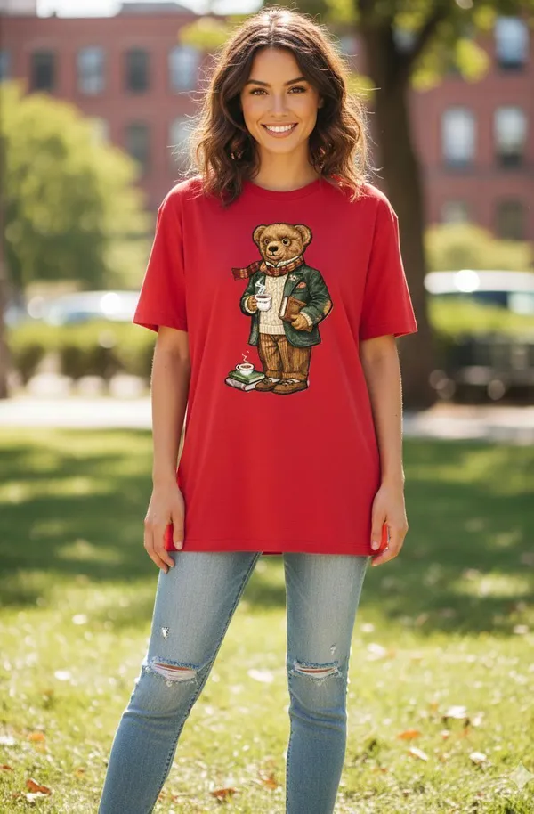 Red_Cotton_Blend_Round_Neck_Graphic_Print_T_Shirt_For_Women