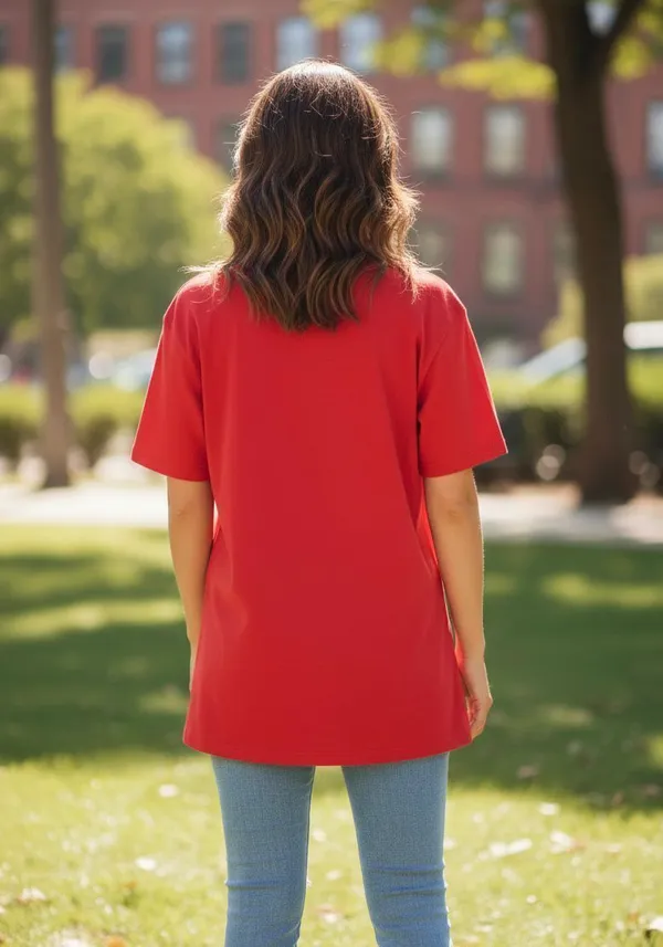 Red_Cotton_Blend_Round_Neck_Graphic_Print_T_Shirt_For_Women