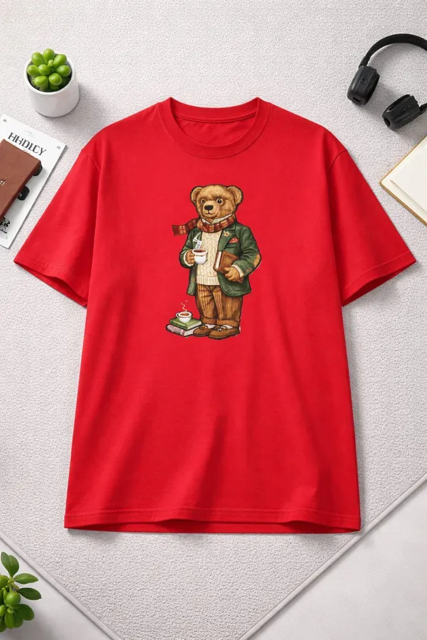 Red_Cotton_Blend_Round_Neck_Graphic_Print_T_Shirt_For_Women