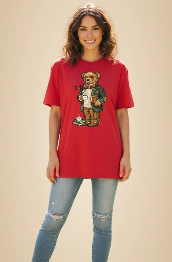 Red_Cotton_Blend_Round_Neck_Graphic_Print_T_Shirt_For_Women