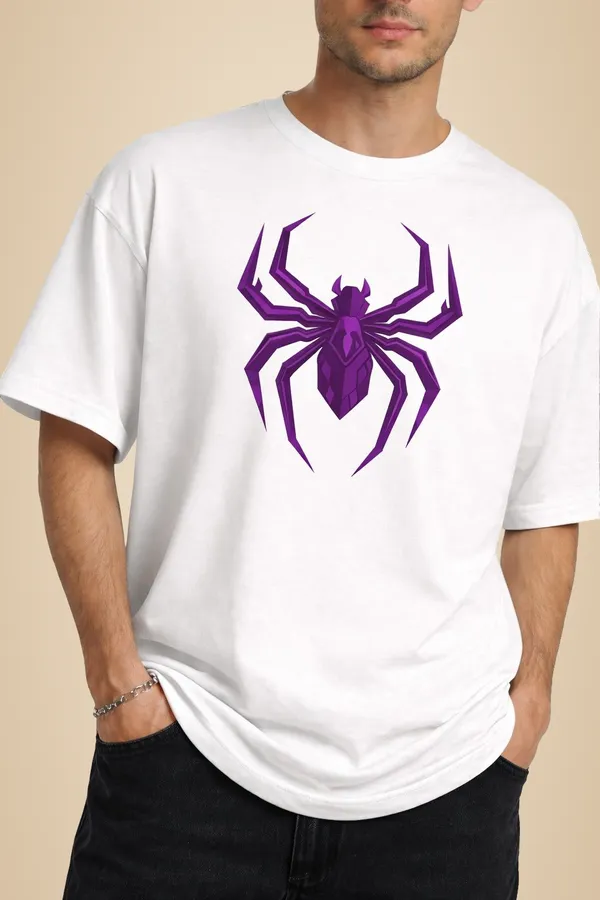 White_And_Red_Cotton_Blend_Round_Neck_Superhero_T_Shirt_For_Men