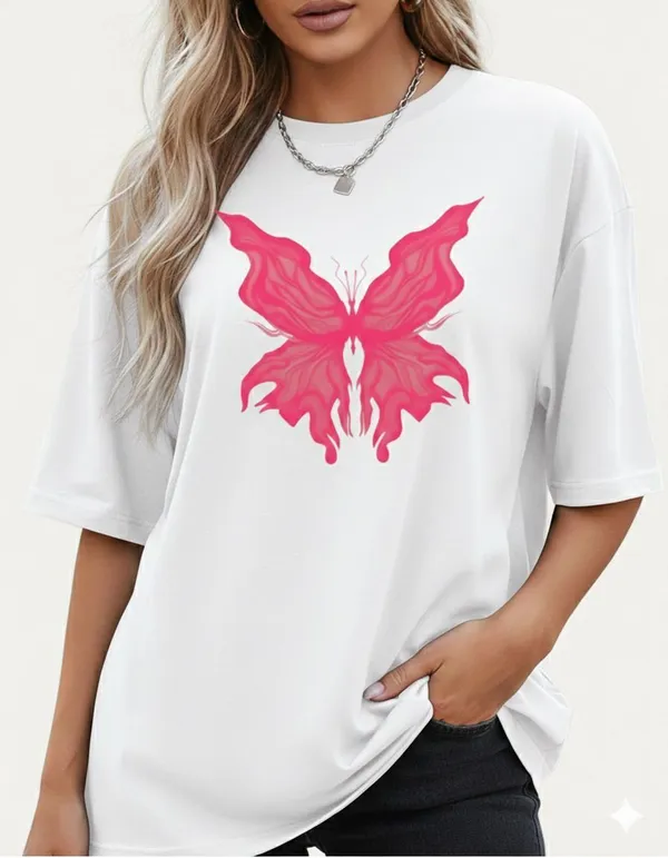 White_Cotton_Blend_Round_Neck_Graphic_Print_And_Embroidered_And_Animal_Print_T_Shirt_For_Women