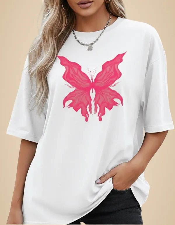 White_Cotton_Blend_Round_Neck_Graphic_Print_And_Embroidered_And_Animal_Print_T_Shirt_For_Women