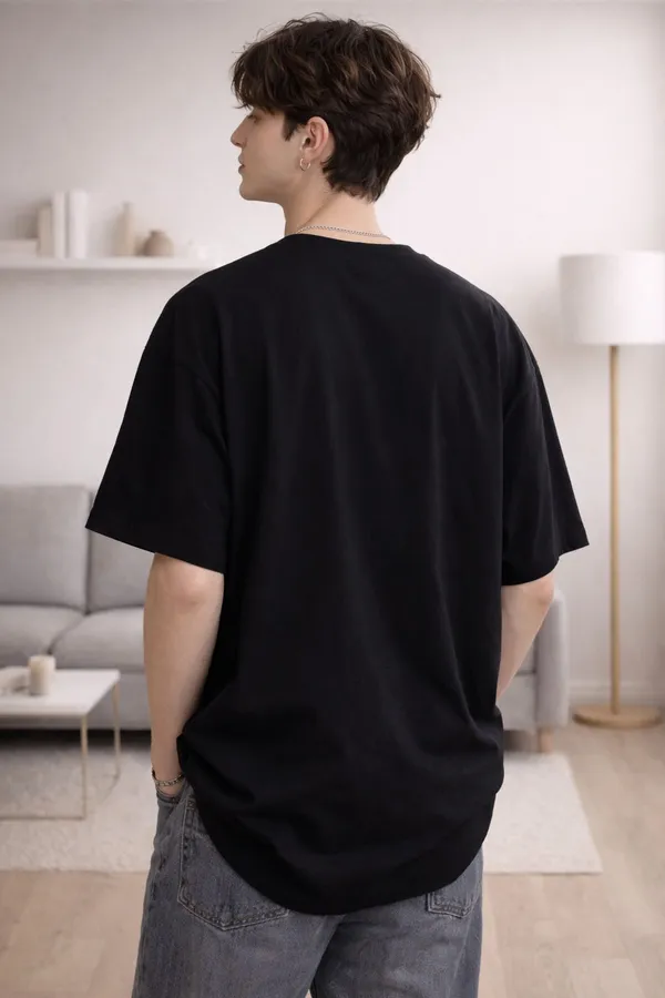 Black_Pure_Cotton_Round_Neck_Graphic_Print_And_Animal_Print_T_Shirt_For_Men