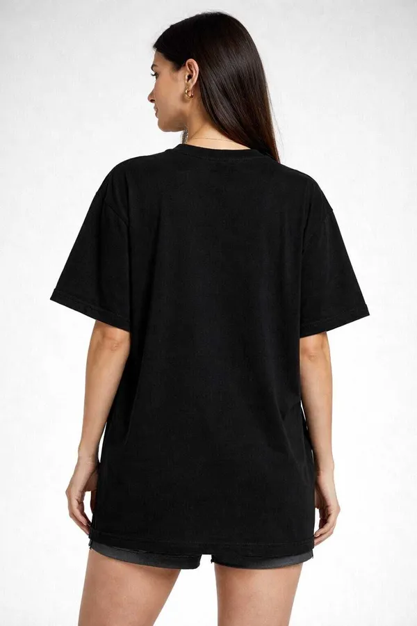 Black_Pure_Cotton_Round_Neck_Typography_T_Shirt_For_Women