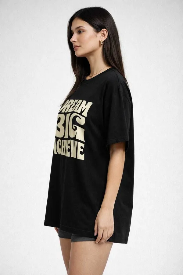 Black_Pure_Cotton_Round_Neck_Typography_T_Shirt_For_Women