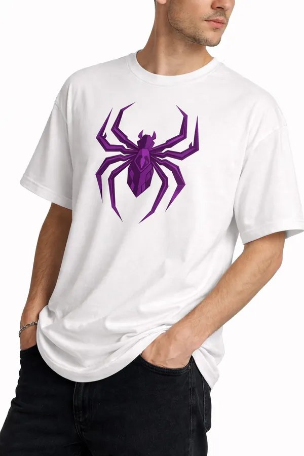 White_And_Red_Cotton_Blend_Round_Neck_Superhero_T_Shirt_For_Men