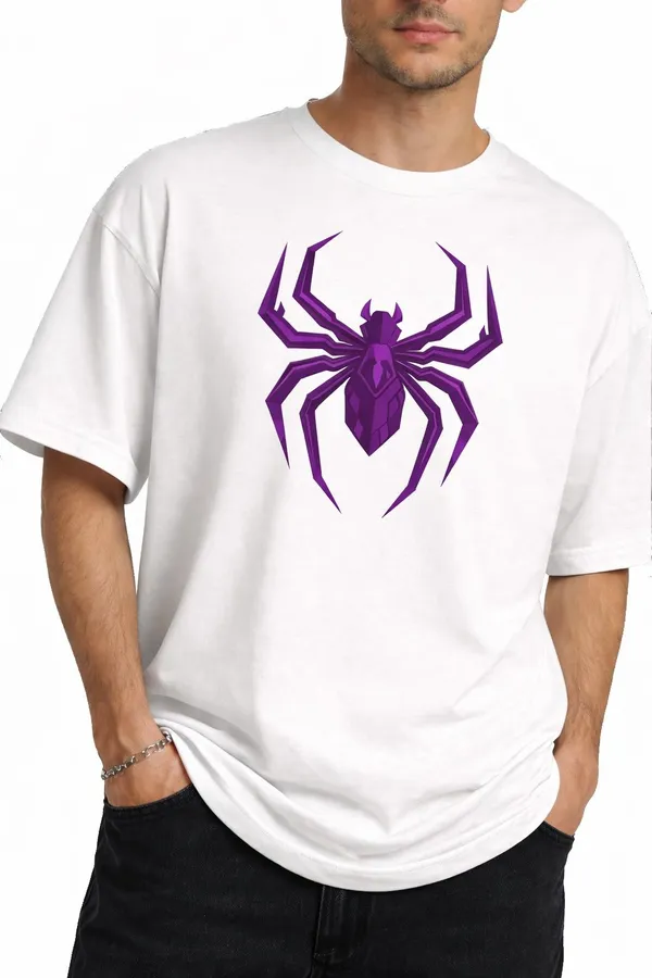 White_And_Red_Cotton_Blend_Round_Neck_Superhero_T_Shirt_For_Men