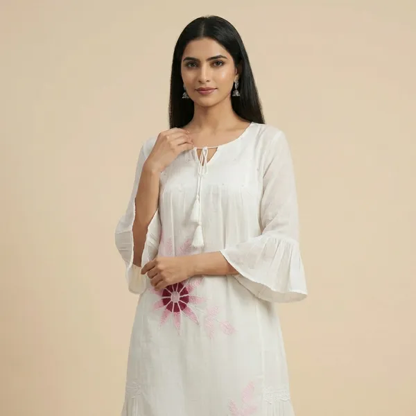 White_Mul_Chanderi_Kurta_Pant_Set_For_Women