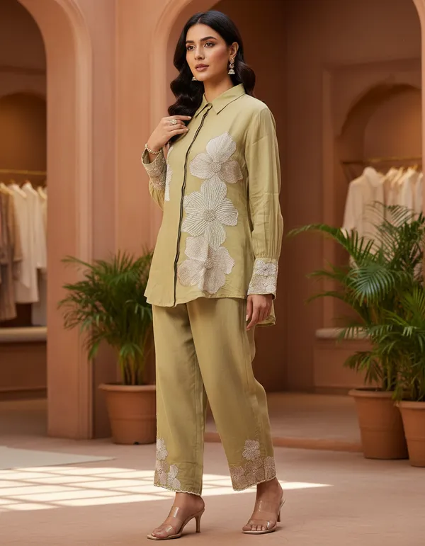 Green_Mul_Chanderi_Co_Ord_Set_For_Women