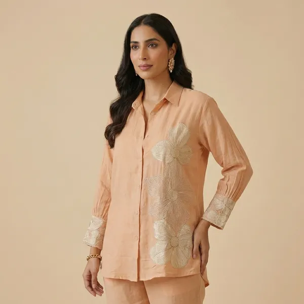 Peach_Mul_Chanderi_Co_Ord_Set_For_Women