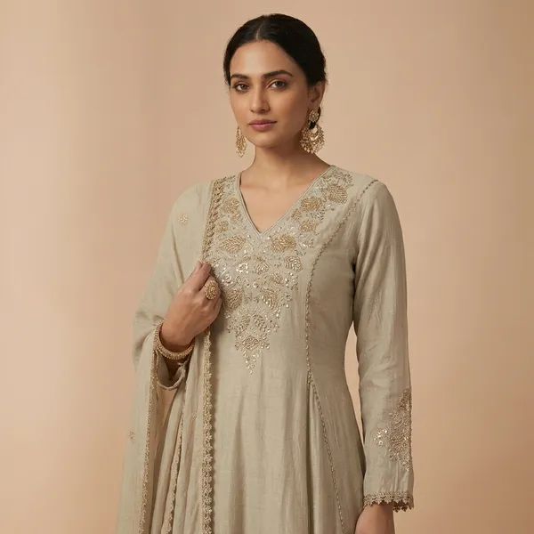 Grey_Crush_Mul_Chanderi_Kurta_Pant_Set_For_Women