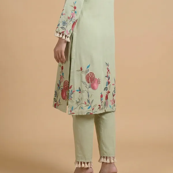 Green_Mulcotton_Kurta_Pant_Set_For_Women