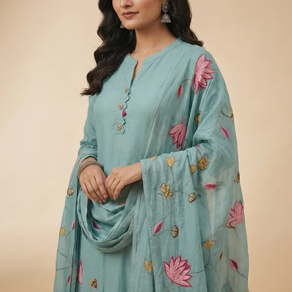 Aqua_Mul_Chanderi_Kurta_Pant_Set_For_Women