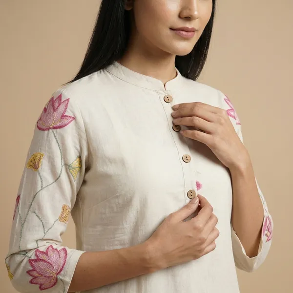 Off_White_Mul_Chanderi_Kurta_Pant_Set_For_Women