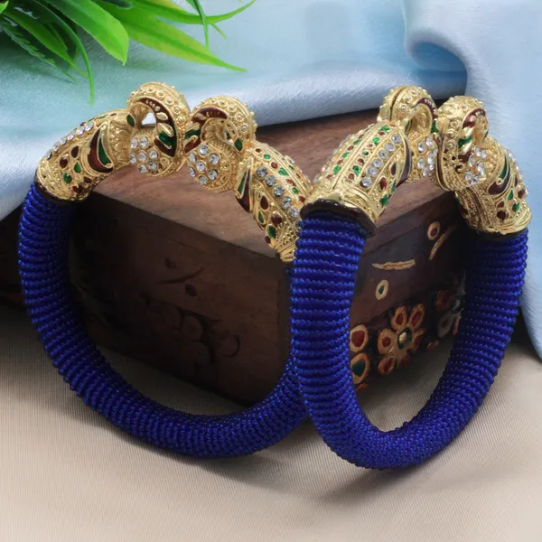 Multicolor_Royal_Blue_Silk_Thread_With_Peacock_Motif_Bangles_For_Women_(Set_Of_2)