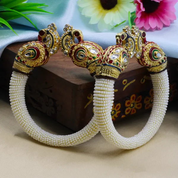 Multicolor_Traditional_Gold-Plated_Peacock_Design_Pearl_Bangles_For_Women_(Set_Of_2)