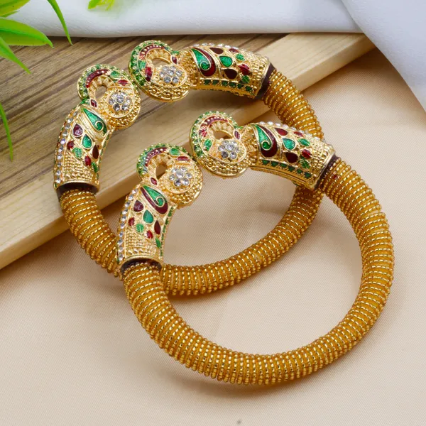 Gold_And_Green_And_Pink_Traditional_Plated_Stone_Work_Bangles_For_Women_(Set_Of_2)